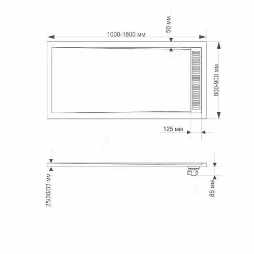 Габаритная схема Поддон для душа RGW Stone Tray STM-G 160x80