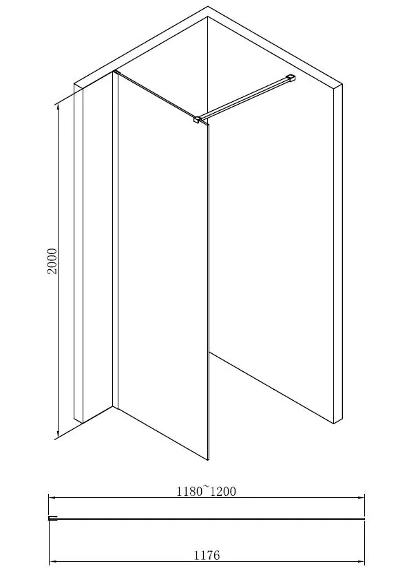 Габаритная схема Душевая перегородка Abber Immer Offen AG61120B