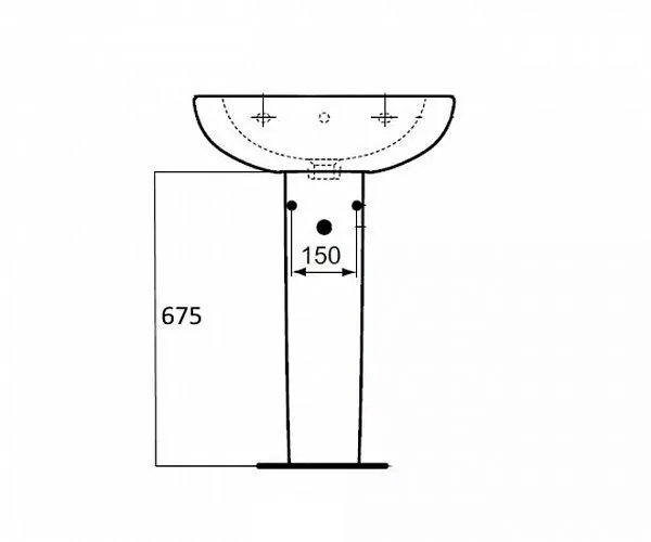 Габаритная схема Пьедестал для раковины Ideal Standard Tesi T033501