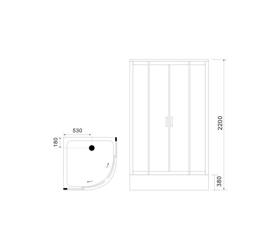 Габаритная схема Душевая кабина Black&White Galaxy G5503 100х100
