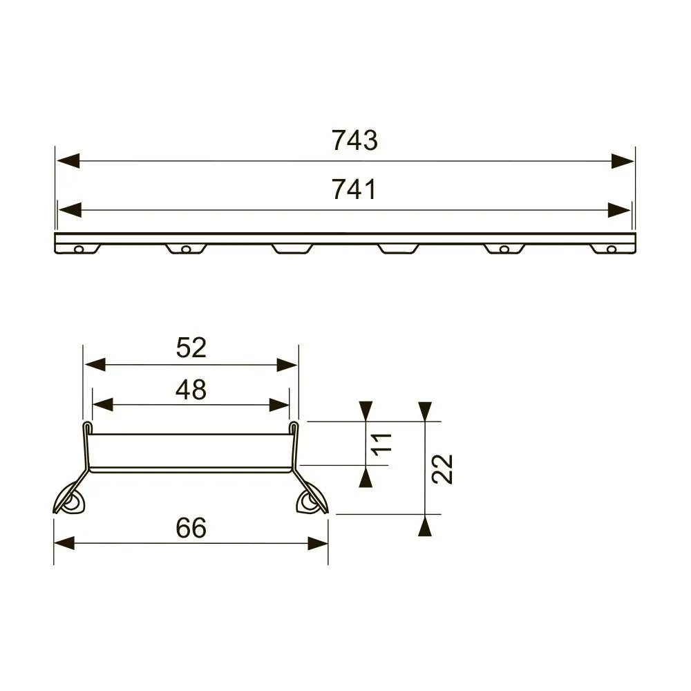 Габаритная схема Решетка TECE TECEdrainline Plate II 600872 80 см
