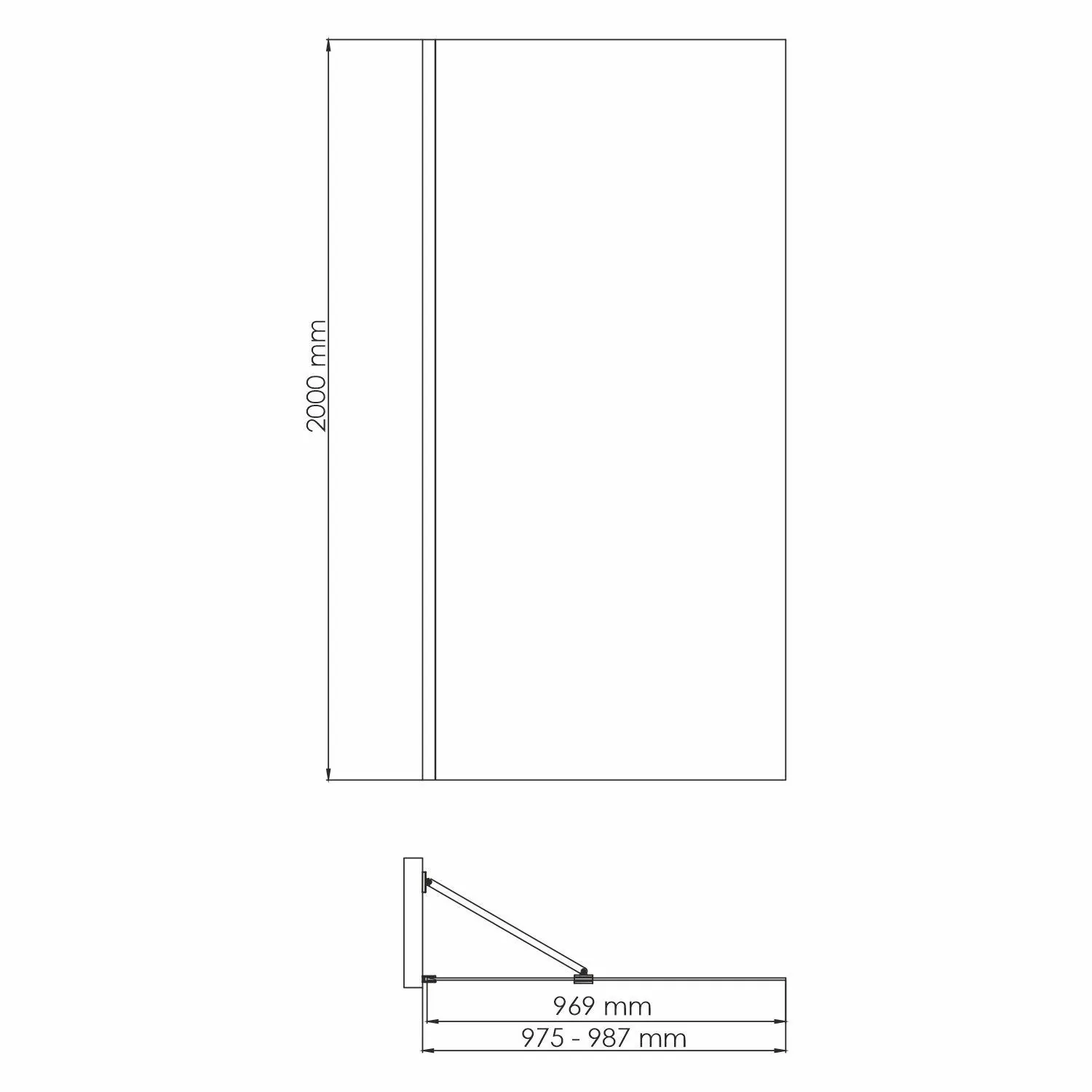 Габаритная схема Душевая перегородка Wasserkraft Aisch 55W44 100 см