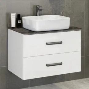 Тумба с раковиной Comforty Амстердам 75 белая, с черной матовой столешницей 