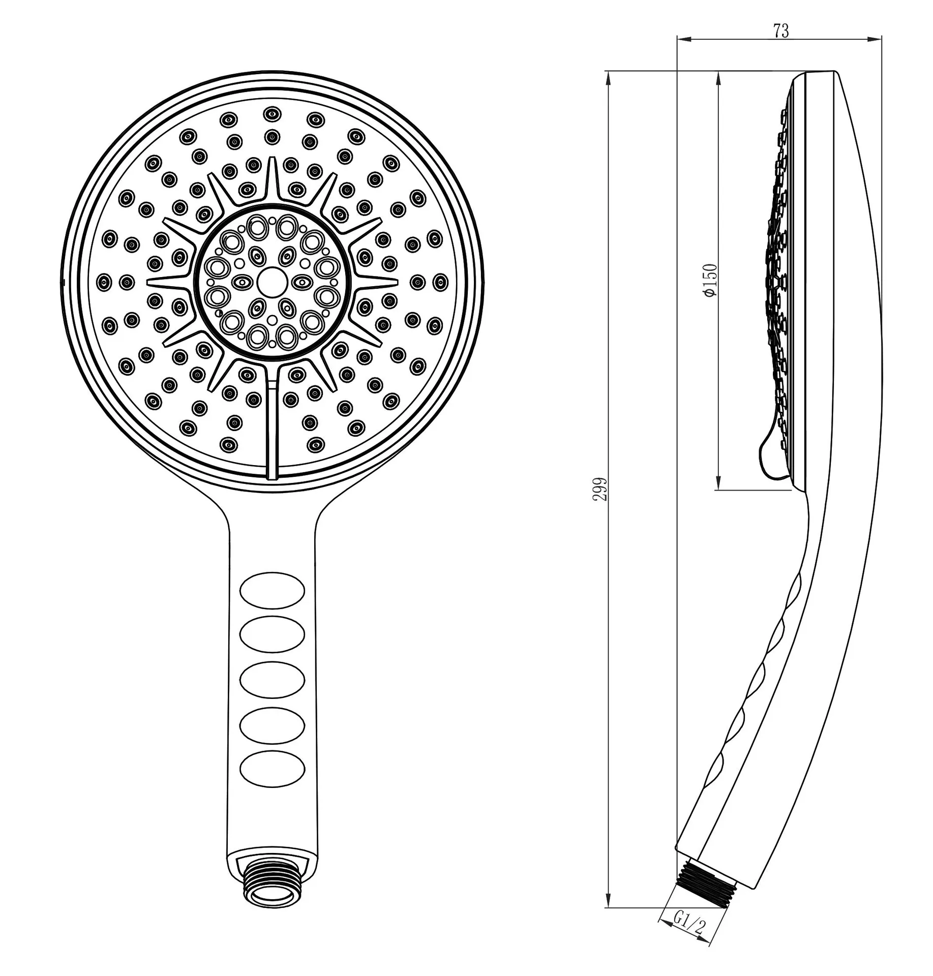 Габаритная схема Душевая лейка Lemark LM0814C