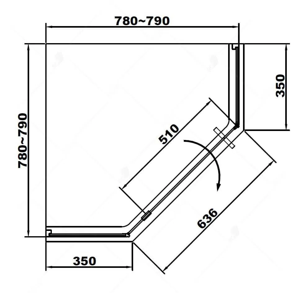 Габаритная схема Душевой уголок RGW Stilvoll SV-81B 80х80 профиль черный