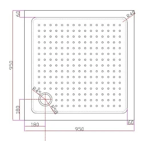 Габаритная схема Поддон для душа Cezares TRAY-A-A-95-15-W