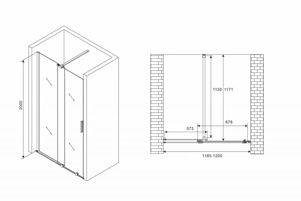Габаритная схема Душевая дверь Abber Komfort AG90120 120