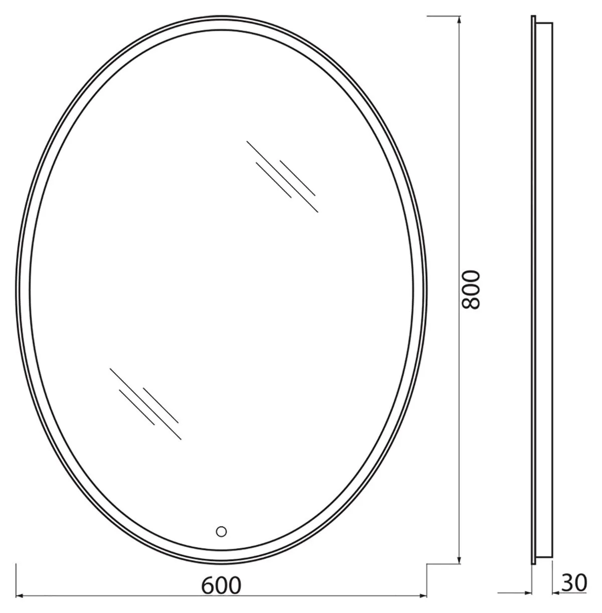 Габаритная схема Зеркало BelBagno SPC-VST-600-800-LED-TCH