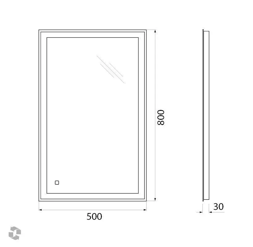 Габаритная схема Зеркало BelBagno SPC-GRT-500-800-LED-TCH