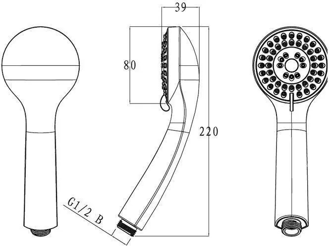Габаритная схема Душевая лейка Bravat Eco P70136CP-1-RUS