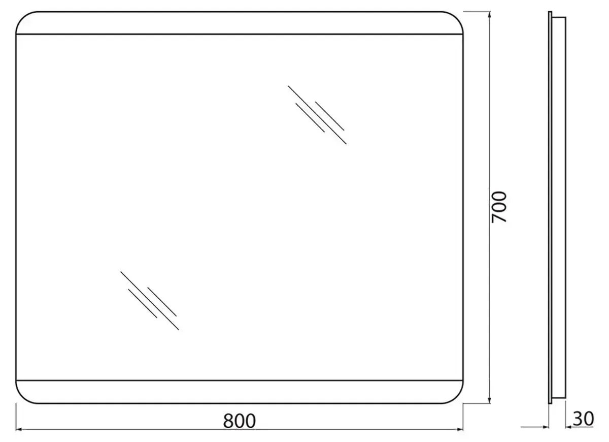 Габаритная схема Зеркало BelBagno SPC-CEZ-800-700-LED-BTN