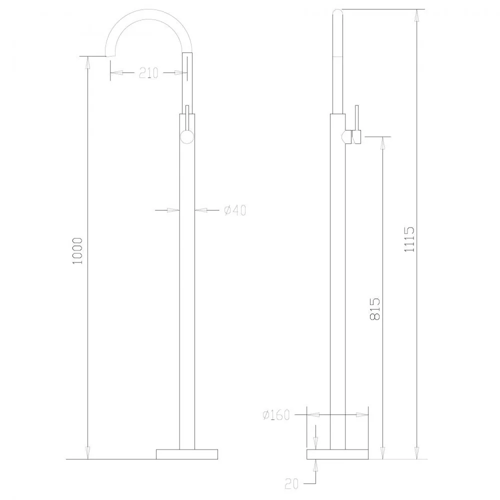 Габаритная схема Смеситель Abber Wasser Kreis AF8141B для раковины