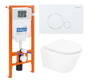 Комплект BelBagno Tre BB8001CHR/SC/BB002-80/BB014-SR-BIANCO кнопка смыва белая 