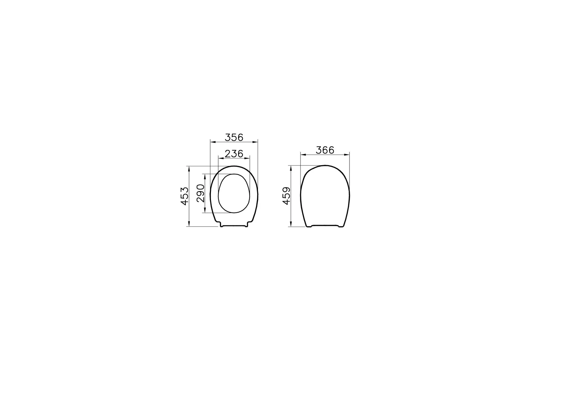 Габаритная схема Крышка-сиденье Vitra Universal 115-003-001