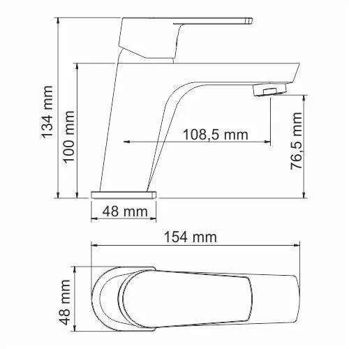 Габаритная схема Смеситель Wasserkraft Dill 6103 для раковины