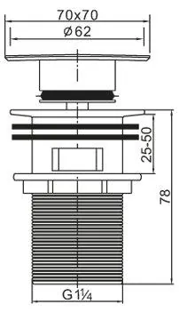 Габаритная схема Донный клапан BelBagno BB-PCU-07-CRM