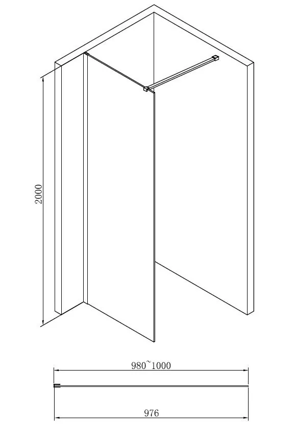 Габаритная схема Душевая перегородка Abber Immer Offen AG61100B