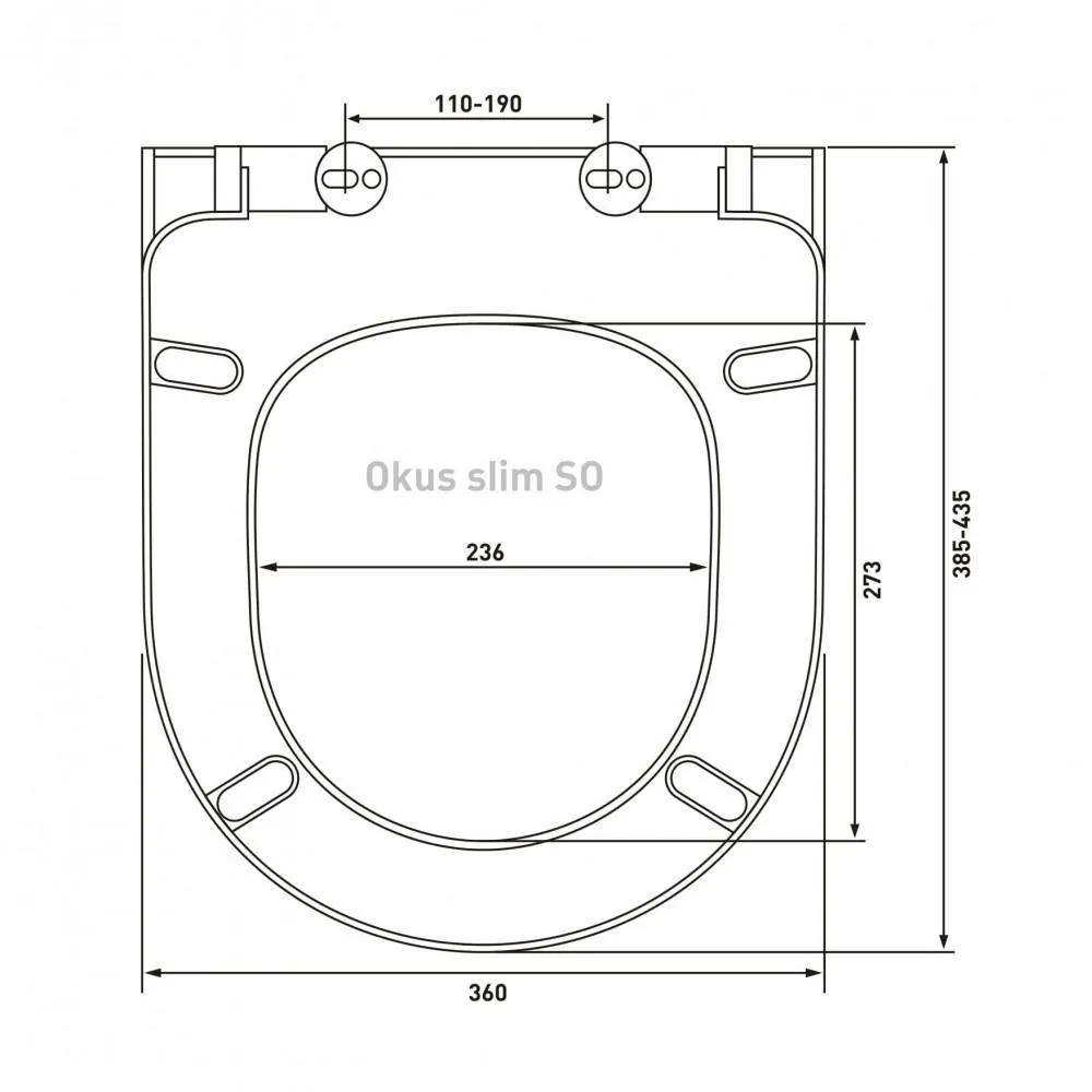 Габаритная схема Крышка-сиденье Vitra Universal 801-003-019 с микролифтом