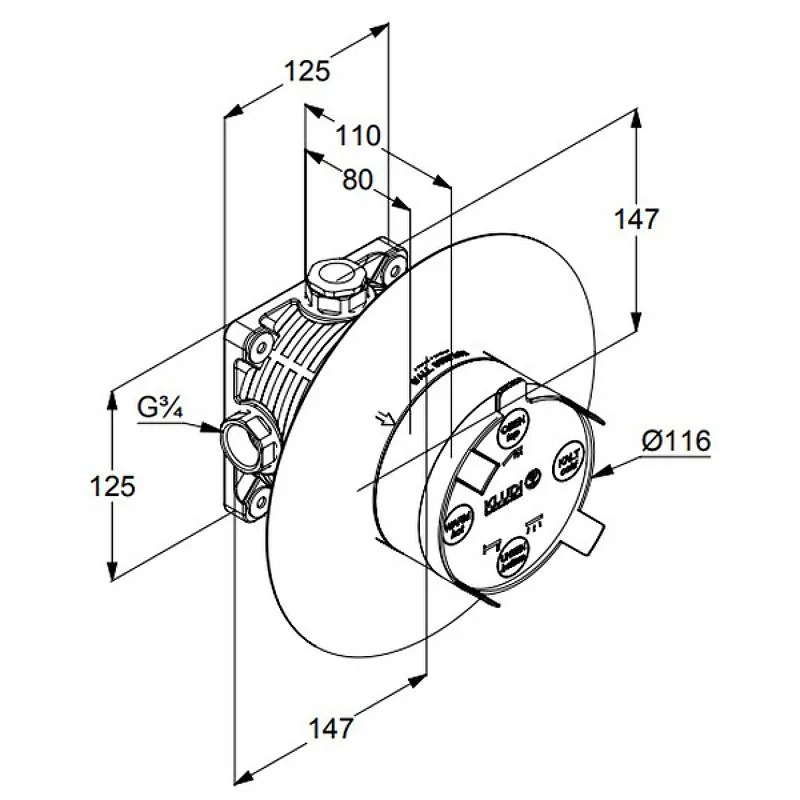 Габаритная схема Монтажная коробка Kludi Flexx Boxx 88011