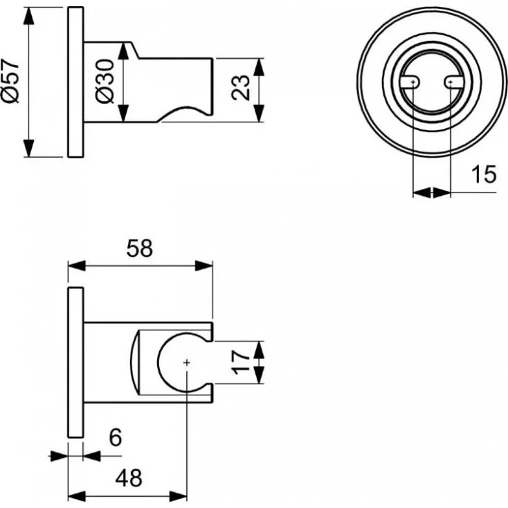 Габаритная схема Настенный держатель Ideal Standard IdealRain BC806XG