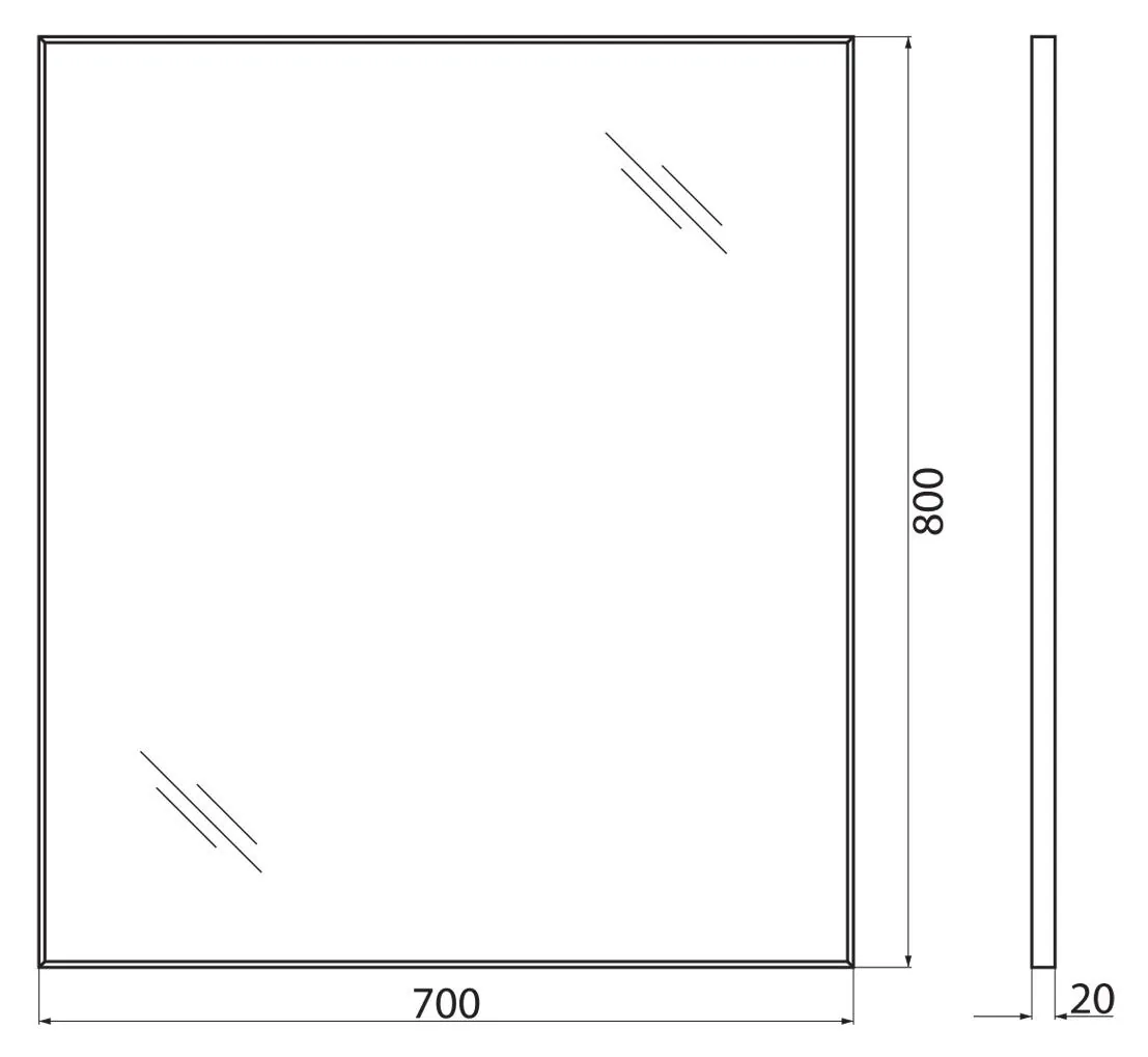 Габаритная схема Зеркало BelBagno SPC-AL-700-800