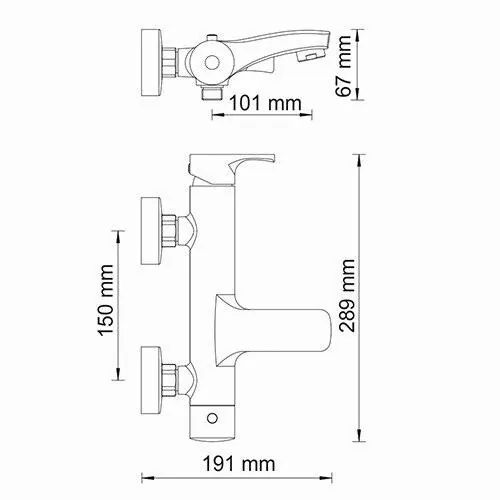 Габаритная схема Смеситель Wasserkraft Berkel 4801 для ванны с душем