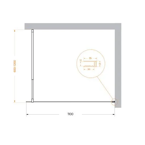 Габаритная схема Душевая перегородка BelBagno Kraft L-1-110-C-NERO