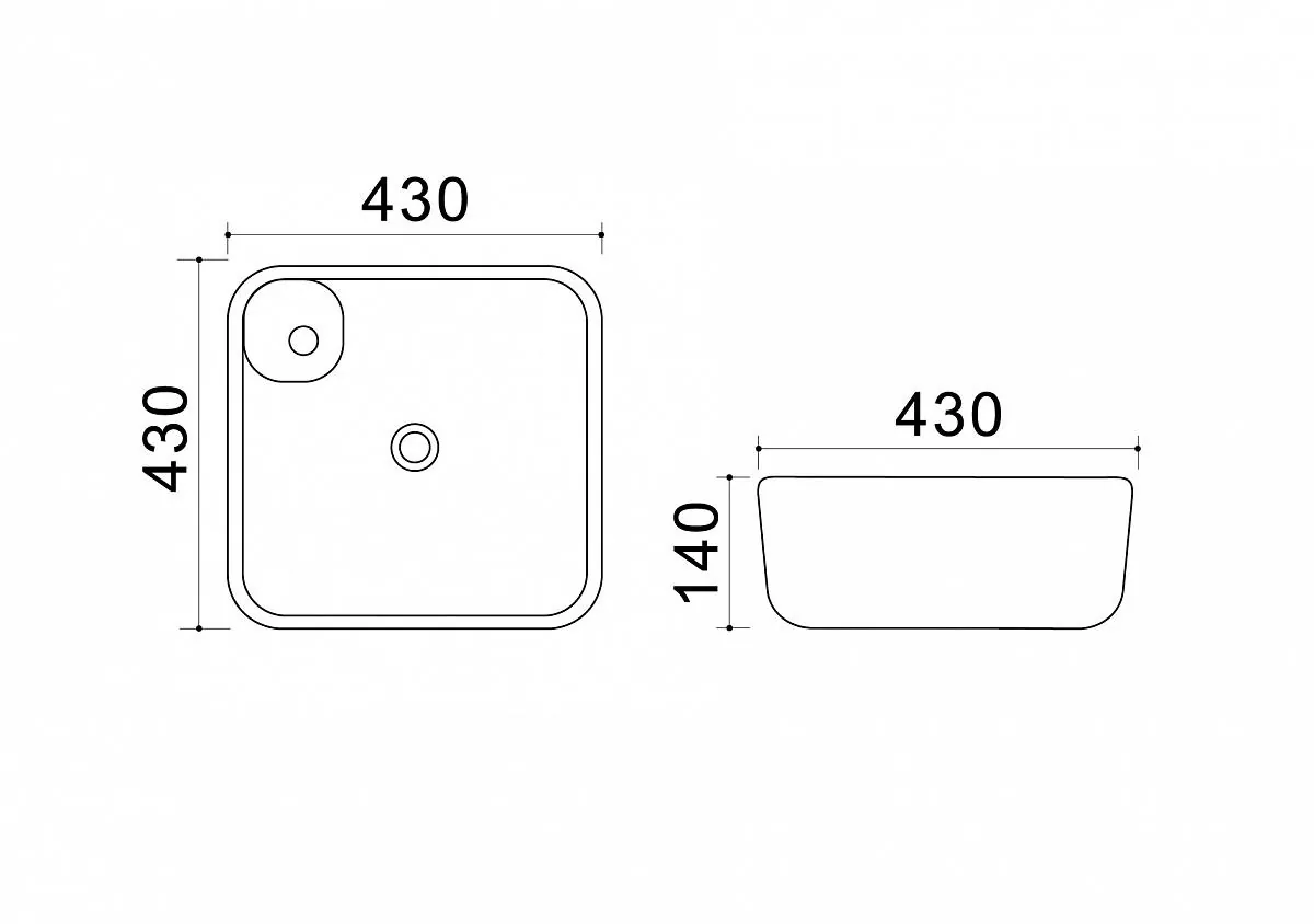 Габаритная схема Раковина Azario AZ41267 45 см