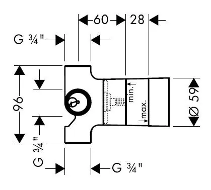 Габаритная схема Скрытая часть Hansgrohe Quattro 15930180