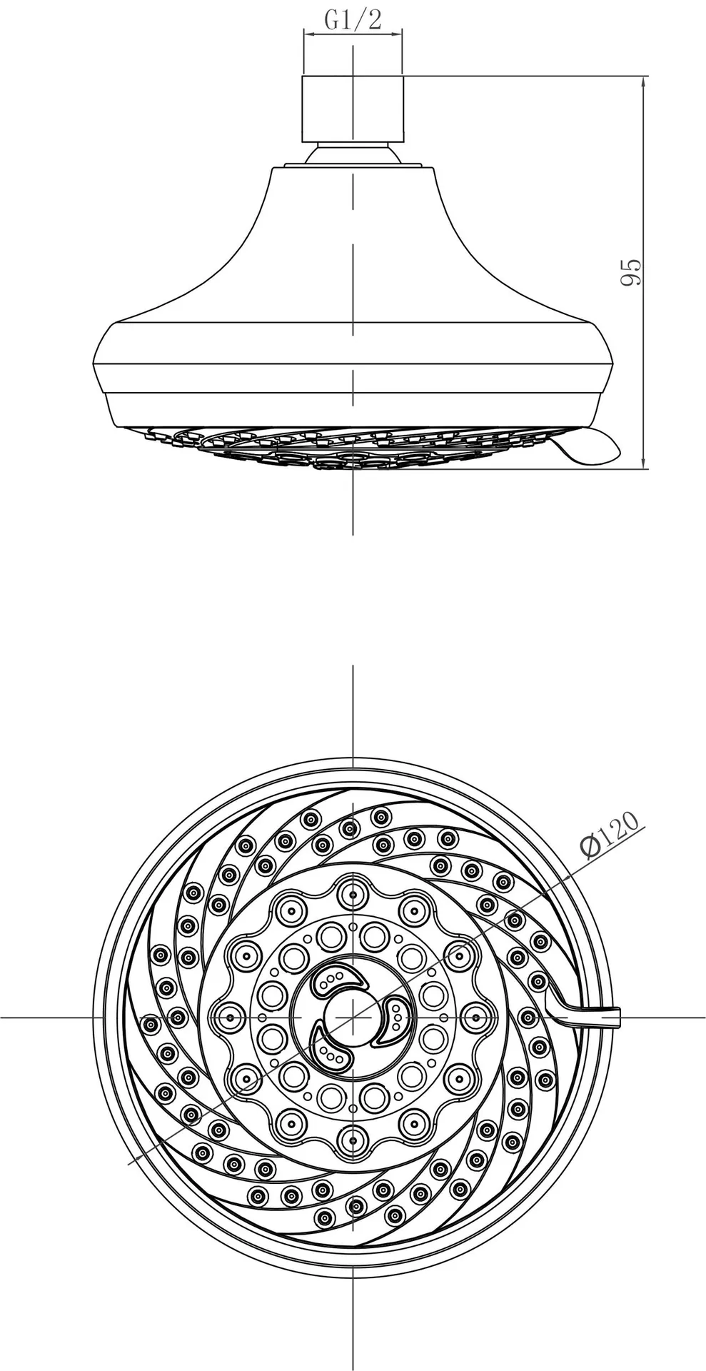 Габаритная схема Верхний душ Lemark LM8042C