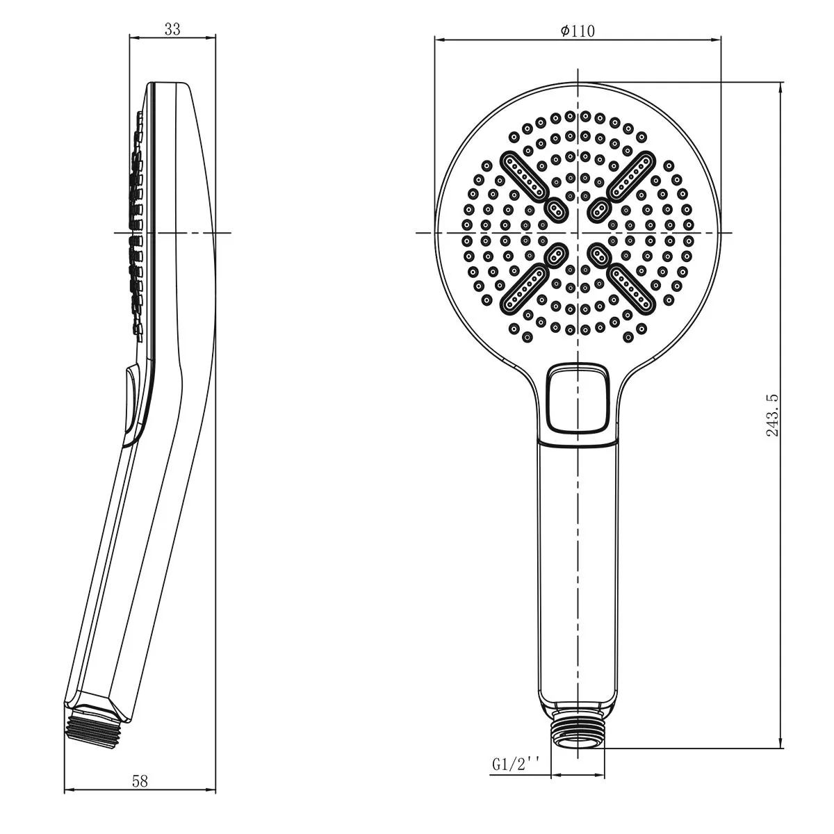 Габаритная схема Душевая лейка Lemark LM8114C