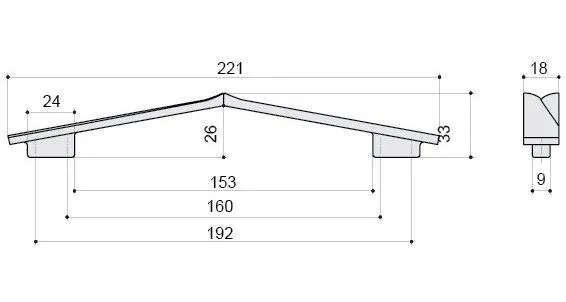 Габаритная схема Ручка для мебели BelBagno 192-160 белая
