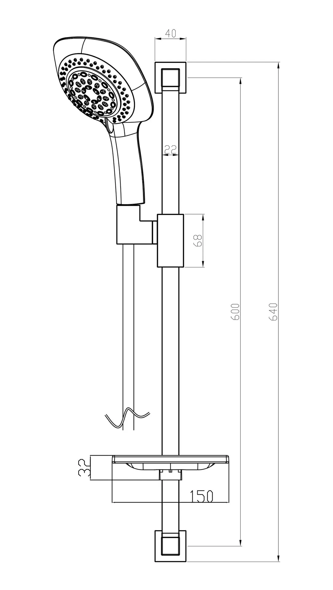 Габаритная схема Душевой гарнитур Lemark LM8068C