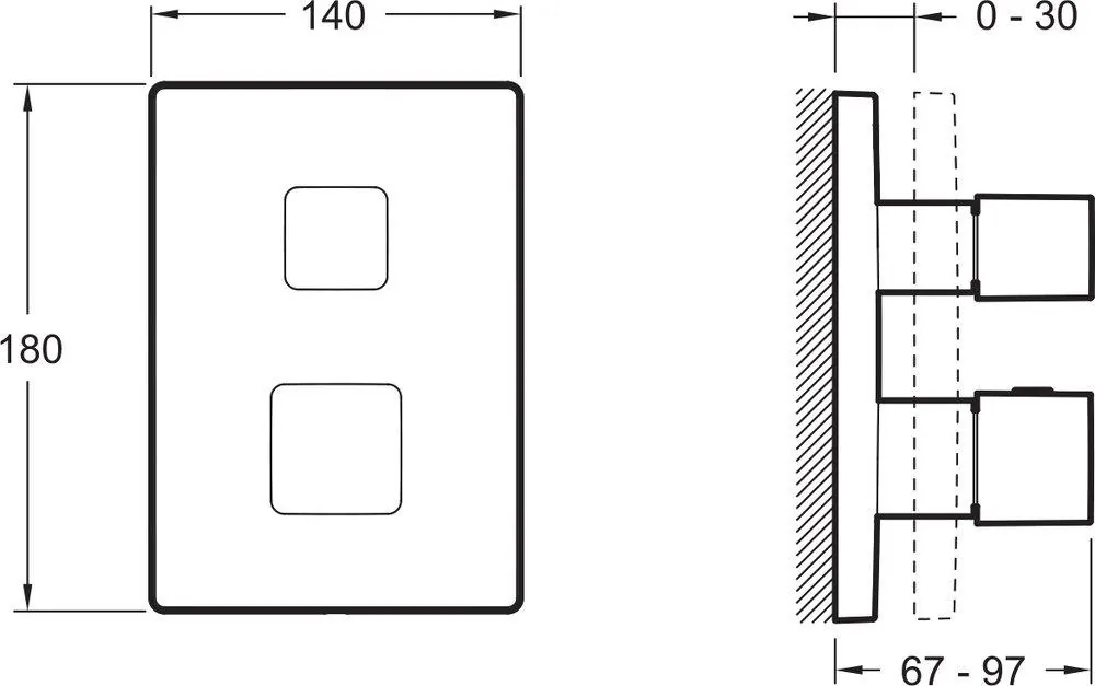 Габаритная схема Термостат Jacob Delafon Modulo E75387-CP для душа