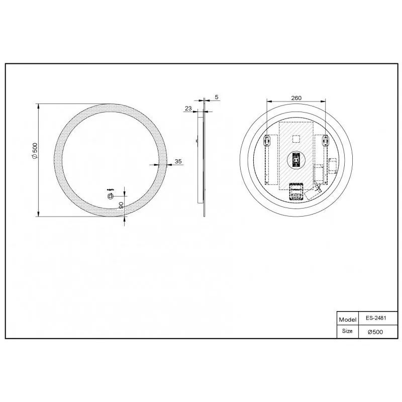 Габаритная схема Зеркало Esbano ES-2481 50