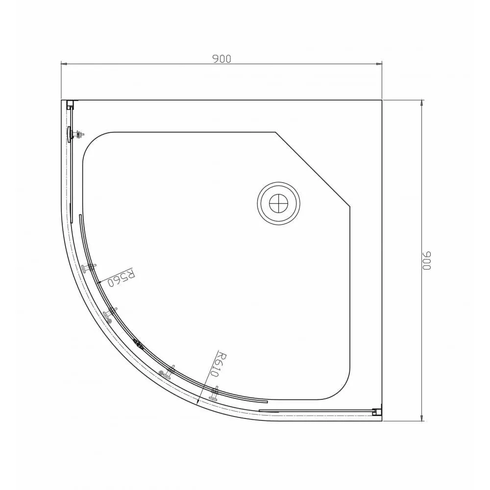 Габаритная схема Душевой уголок Berges Wasserhaus Solo R 061108 90х90
