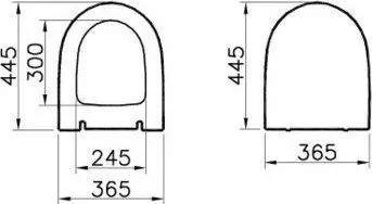 Габаритная схема Крышка-сиденье Vitra Sento 130-003-009 с микролифтом
