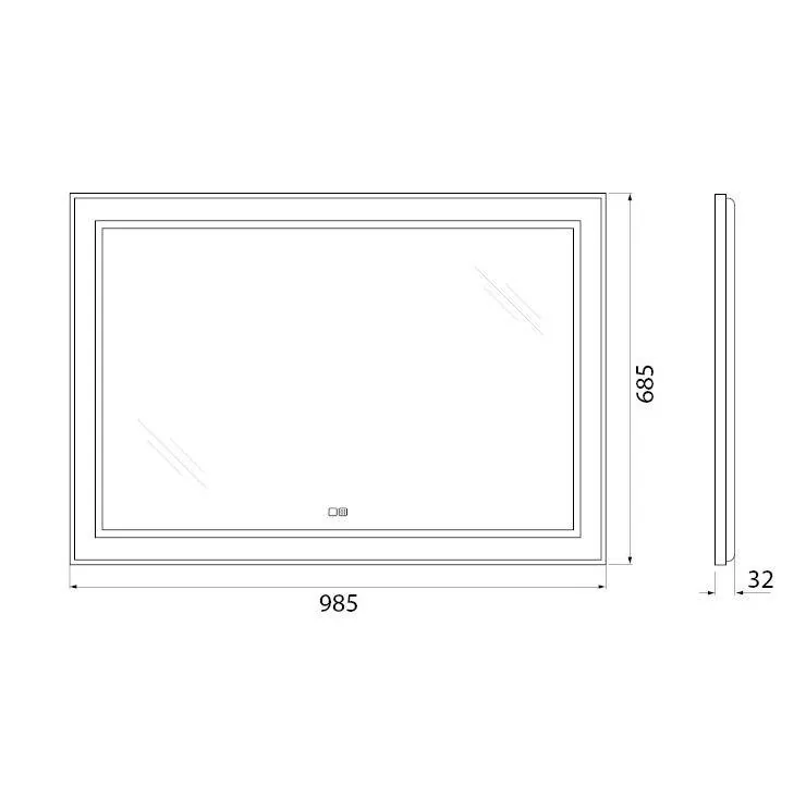 Габаритная схема Зеркало BelBagno SPC-KRAFT-985-685-TCH-WARM-NERO