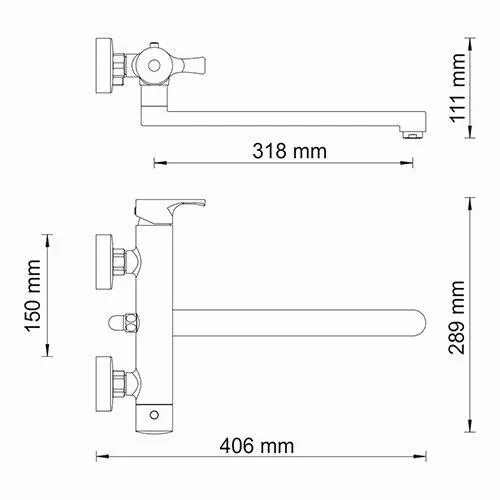 Габаритная схема Смеситель Wasserkraft Berkel 4802L для ванны с душем