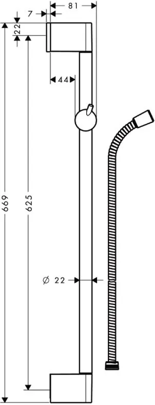 Габаритная схема Душевая штанга Hansgrohe Crometta 27615000