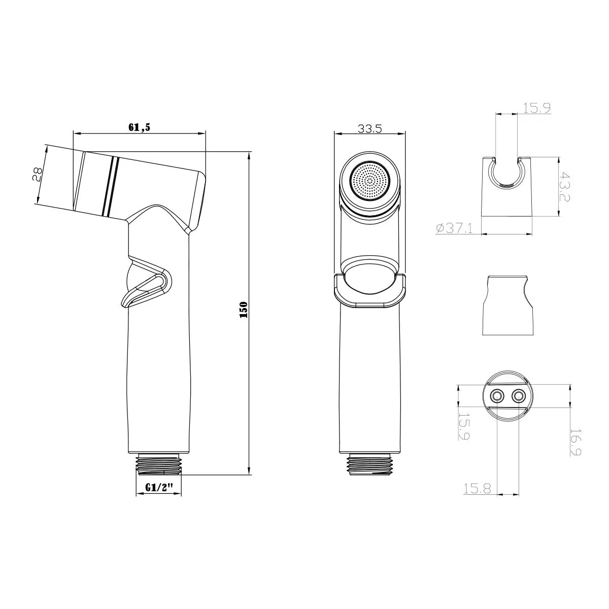 Габаритная схема Гигиенический душ Lemark LM8088BL
