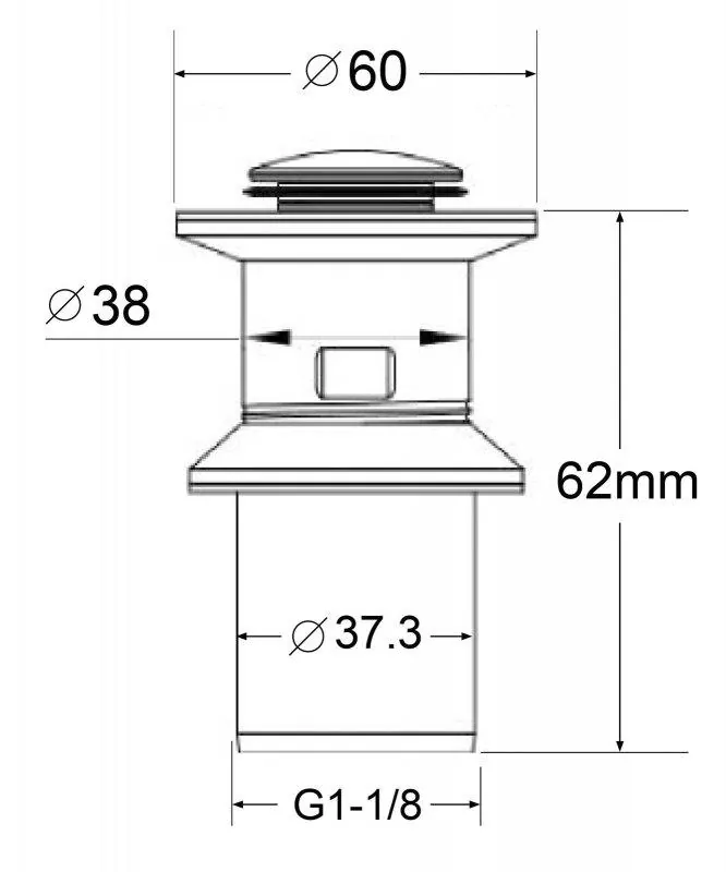 Габаритная схема Донный клапан BelBagno BB-PCU-01-IN