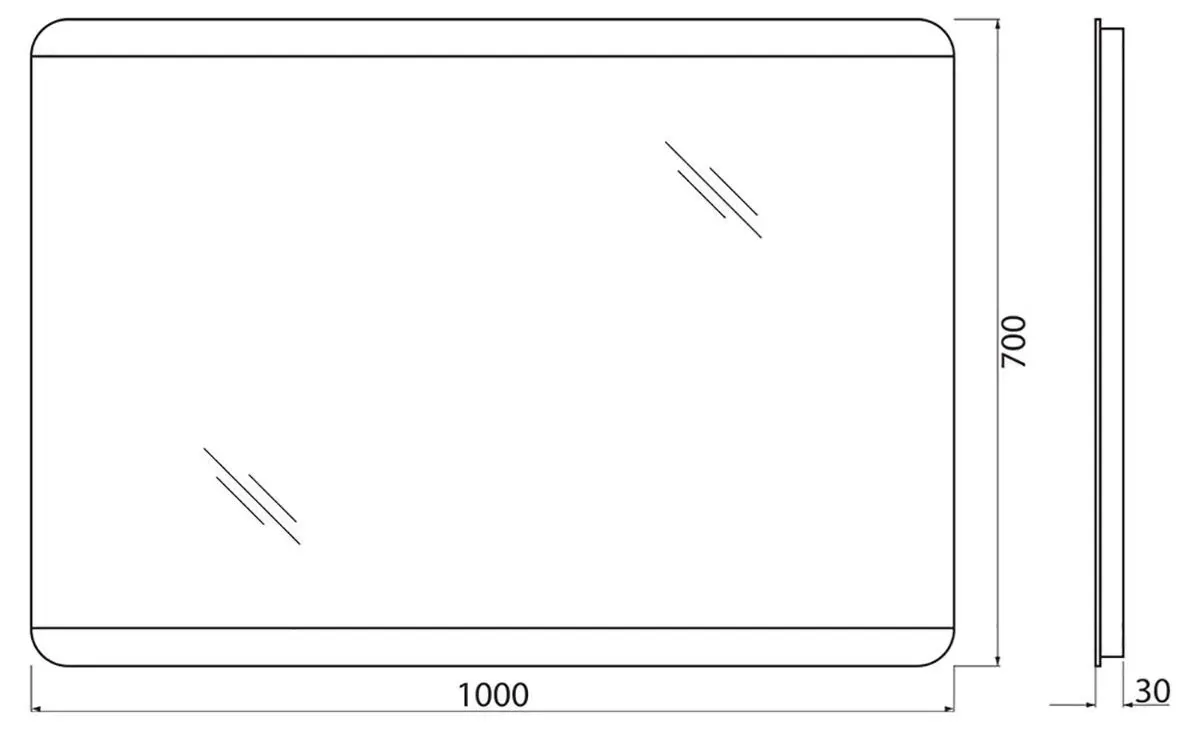 Габаритная схема Зеркало BelBagno SPC-CEZ-1000-700-LED-BTN