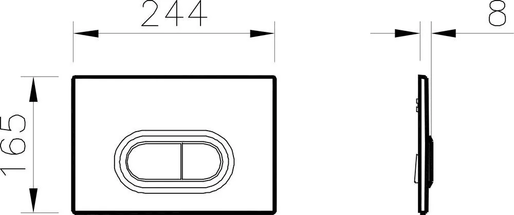 Габаритная схема Кнопка смыва Vitra Loop O 740-0940 хром