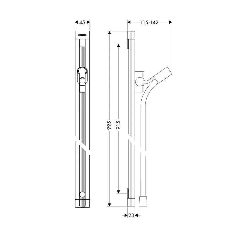 Габаритная схема Душевая штанга Hansgrohe Unica 27636000