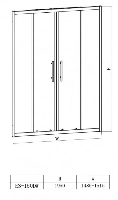 Габаритная схема Душевая дверь Esbano ES-150DW 150