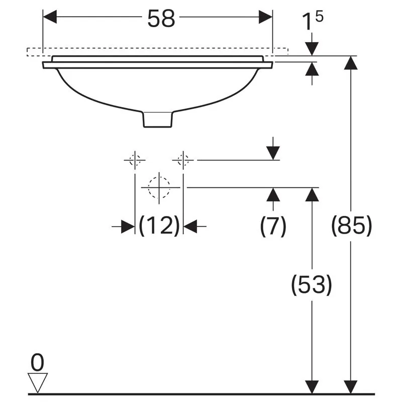 Габаритная схема Раковина Geberit VariForm 500.764.01.2 58 см