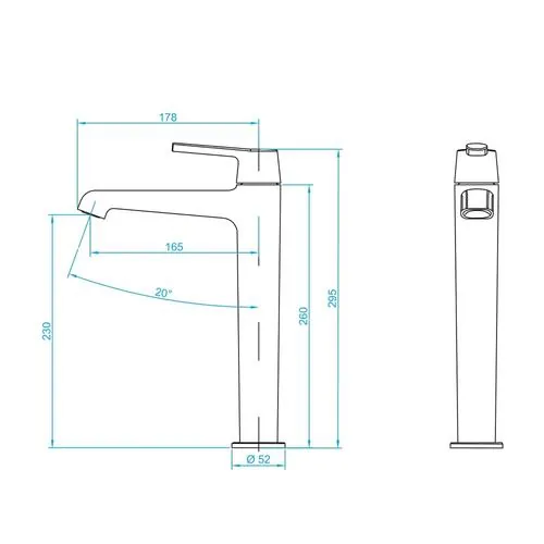 Габаритная схема Смеситель RGW Shower Panels SP-311B для раковины