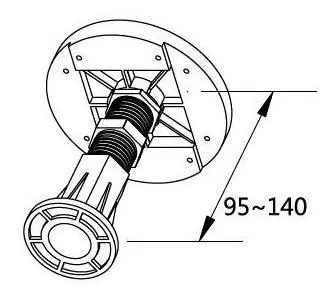 Габаритная схема Ножки для поддона Cezares TRAY-LEGS-AS-07