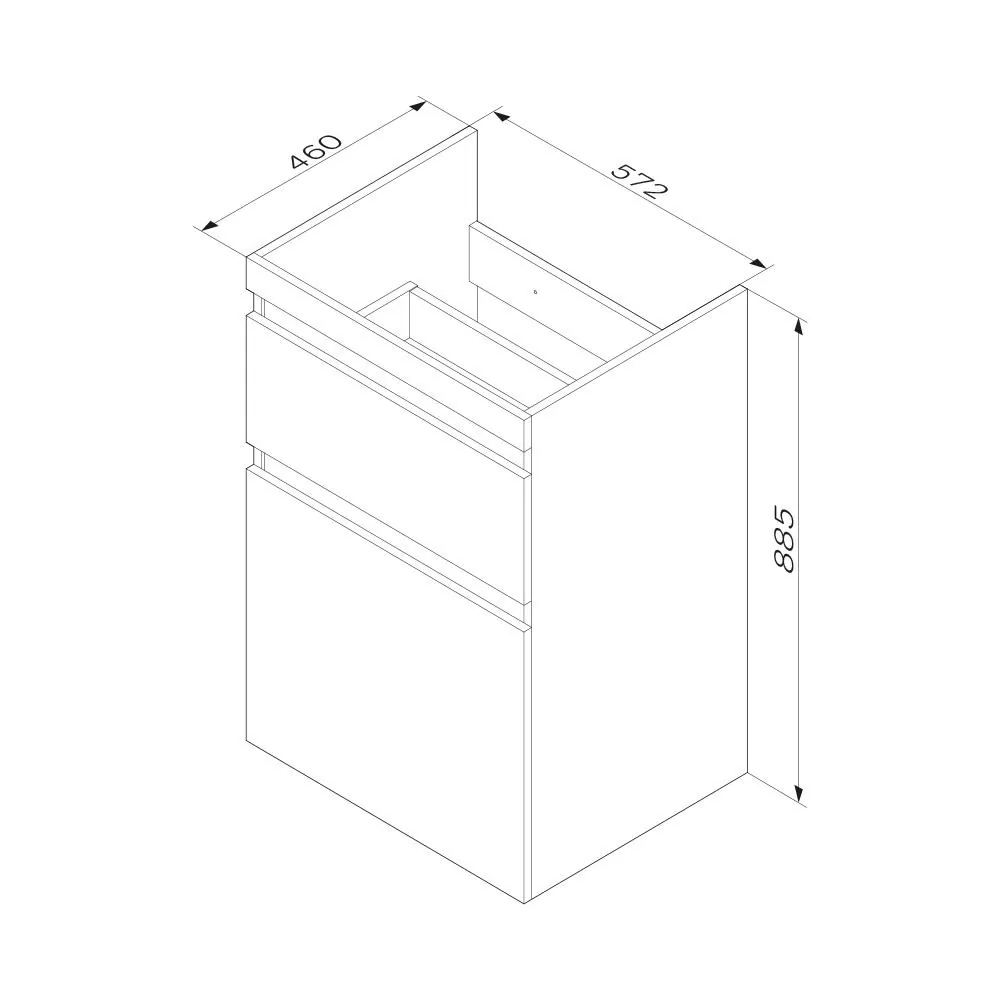 Габаритная схема Тумба под раковину AM.PM X-Joy 120 L белая